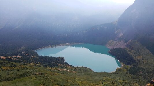 Crater foggy high land photo