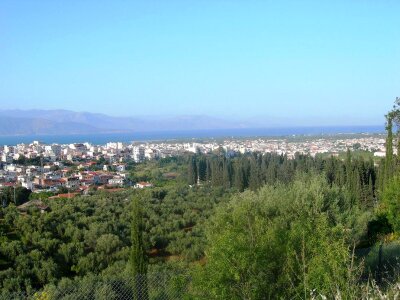 Overlook of the town of Aigio, Greece photo