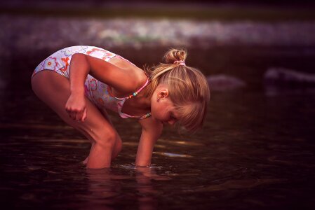 Girl swim splashing photo