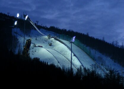 Ski lifts at night photo
