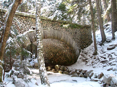 Snowy Bridge at Acadia National Park, Maine photo