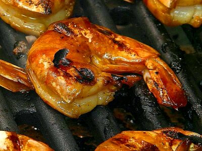 Boiling food prawn