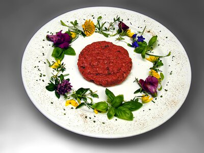 Minced meat meat flowers photo