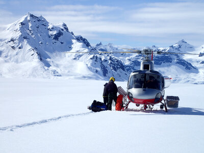 Helicoptering in to the Ski Site photo