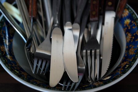 Forks metal washing dishes photo