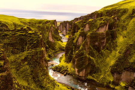 River and bluffs landscape in Iceland
