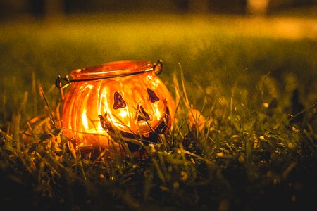 Halloween Candle Light at Night photo