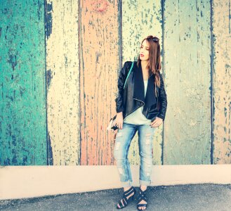 Woman Paint Jeans photo