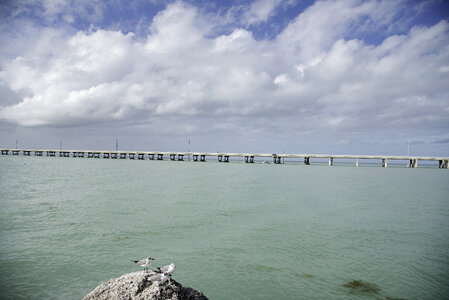 View of the Ocean landscape at the overseas highway under sky and clouds photo