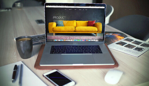 Designer's Desk with Web Design Concept photo
