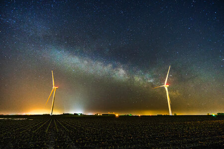 Milky Way Galaxy over rural farms in Iowa photo