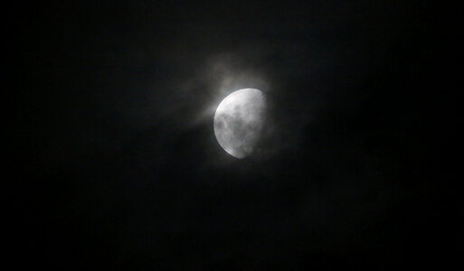Moon on Cloudy Sky, Black and White photo