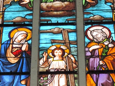 Religious prayer stained glass photo