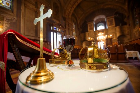 Cathedral inside red wine photo