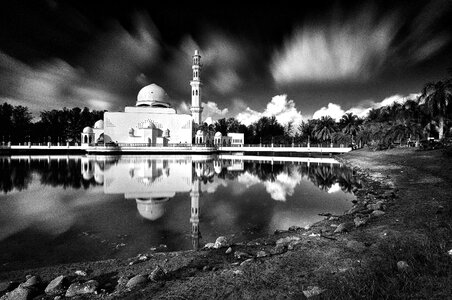 Architecture black and white exterior photo