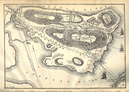 A historic map of Bunker Hill featuring military notes, American Revolution photo