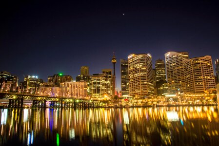 Skyline of Sydney from Darling Harbor in New South Wales, Australia photo