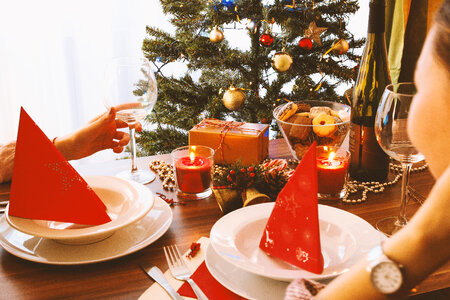 Christmas Family Dinner Table Concept photo
