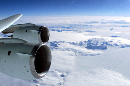 Flying over the snow and ice of Antarctica