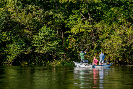 Group fishing in drift boat on White River-3 photo