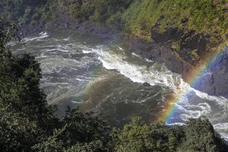 Rainbow landscape running water