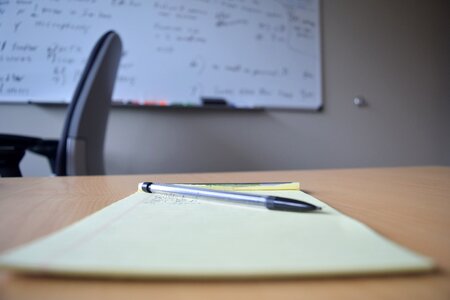 White board desk space photo