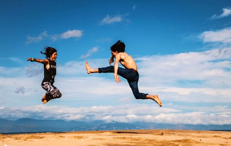 Clouds jumping outdoor