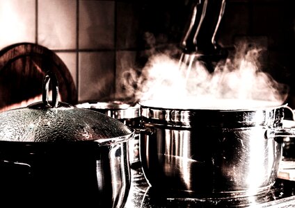 Cooking pot steam smoke photo