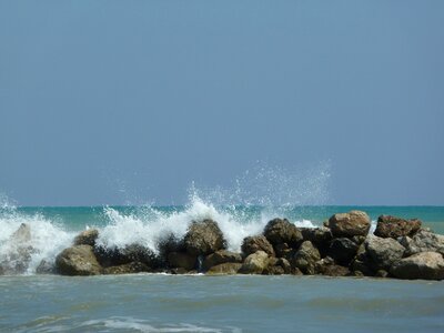 Ocean breakwater stones photo