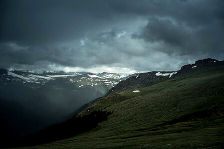 Storm Clouds, landscape, and Mountains in Grand Lake, Colorado photo