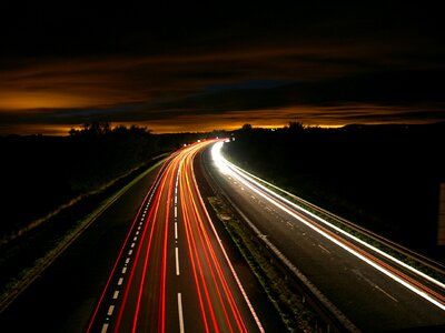 the light trails on the street in Highway photo