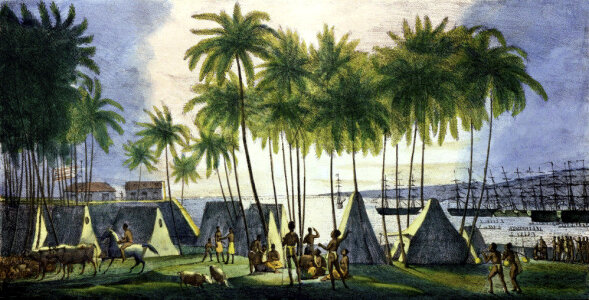 Natives at the port of Honolulu, Hawaii