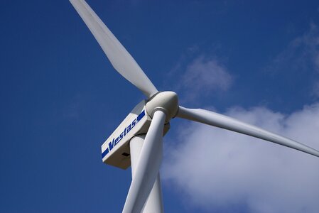 Wind turbines on beautiful sunny Day photo