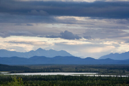 Mountain range with lake at Tetlin National Wildlife Refuge