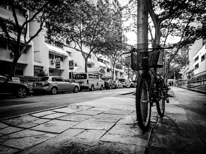 Old bike basket street photo