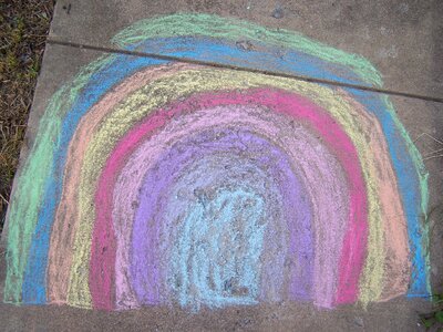 Chalk art kid's drawing sidewalk photo