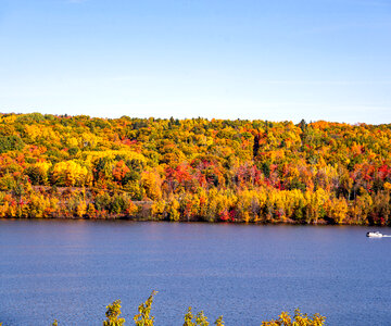 Warm Autumn landscape colors across the river