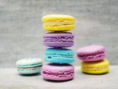 Collection Set of Colorful French Macarons photo