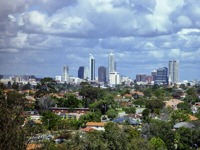 Skyline and Cityscape view of Perth, Australia photo