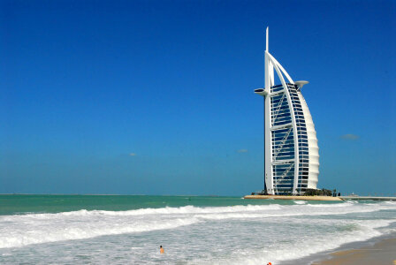 Seashore and the Burj Al Arab Jumeirah in Dubai, United Arab Emirates - UAE