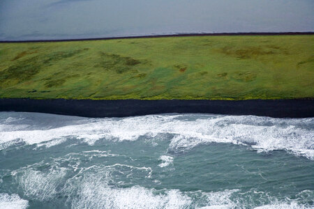Aerial shot of coast line at Izembek National Wildlife Refuge