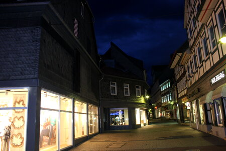 Pedestrian area in Goslar at night photo