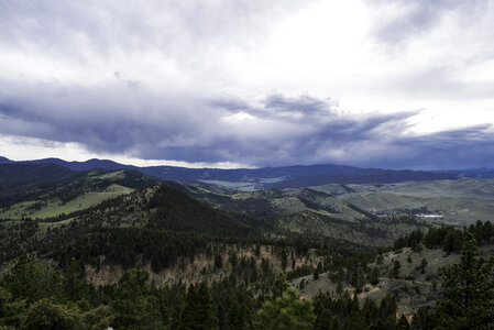 Hills landscape under heavy clouds in Helena photo