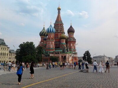 Red Square with Saint Basil Cathedral and Spasskaya Tower photo