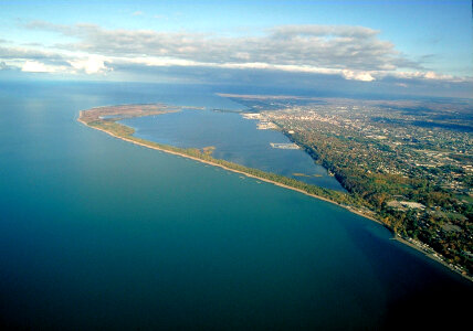 Aerial view of Presque Isle State Park in Erie, Pennsylvania photo