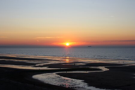 Landscape was normandy beach sunset photo