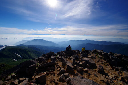 Rocks and scenic view at the top of Mt. Hakusa photo