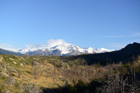 Majestic peaks of Los Kuernos over Lake Pehoe photo