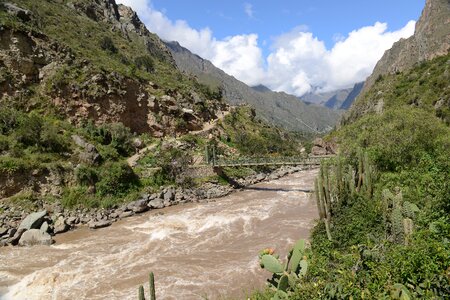 Inca Trail leading through the Andes to Machu Picchu