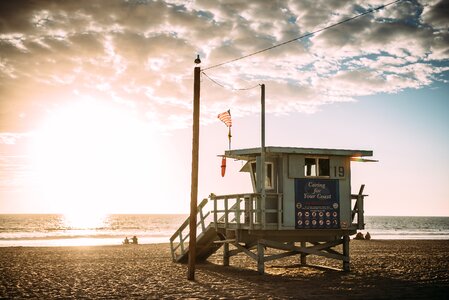 Beach Lifeguard Tower Sunset photo